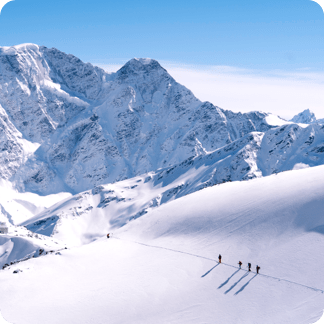 Snow-covered mountains.