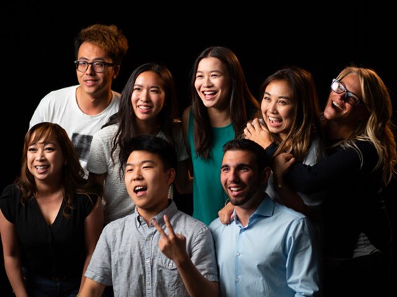 A group photo with a bright face