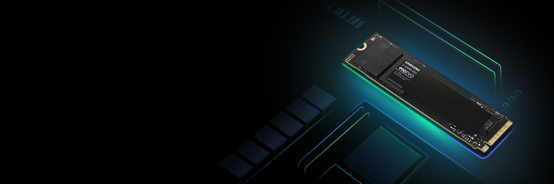 A 990EVO is installed inside the computer motherboard.